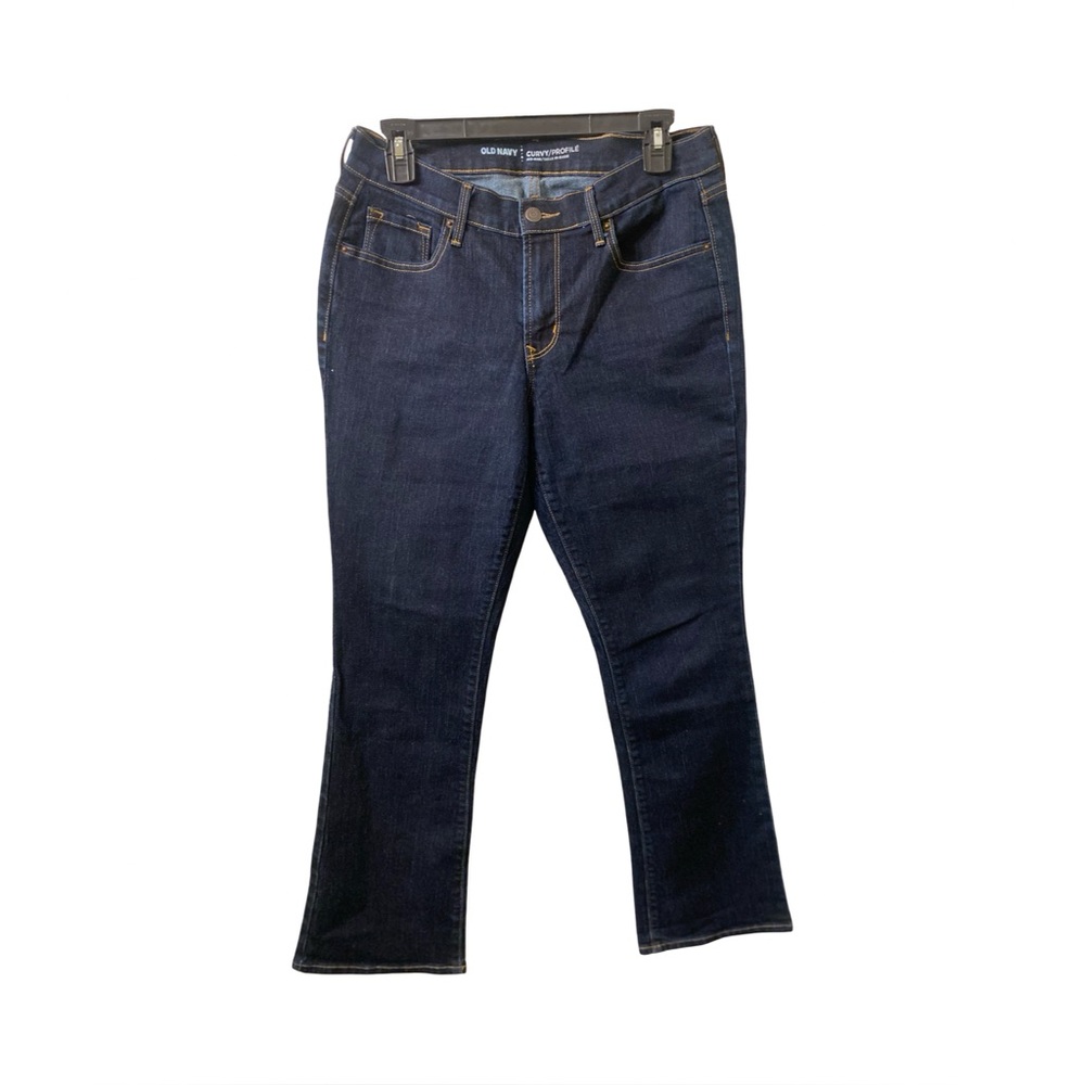 Old Navy Women Curvy Profile Straight Leg Jeans Size 8 Dark Wash EUC